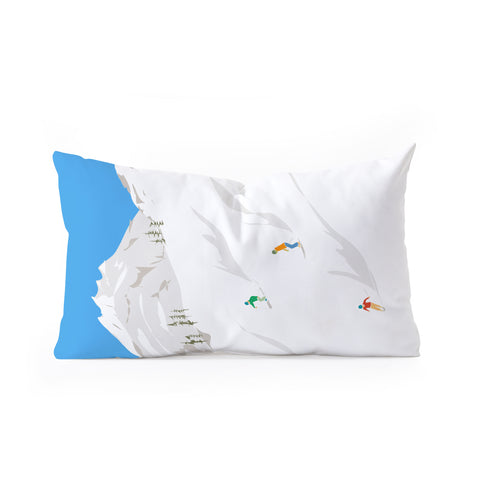 Lyman Creative Co Snowy Mountain Skiers Oblong Throw Pillow