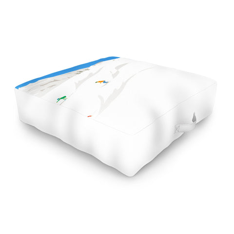 Lyman Creative Co Snowy Mountain Skiers Outdoor Floor Cushion