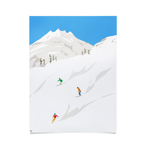 Lyman Creative Co Snowy Mountain Skiers Poster