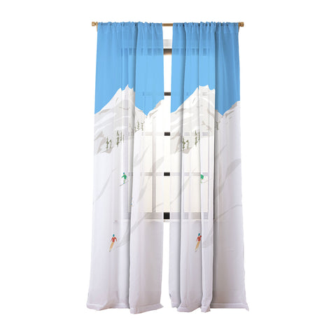 Lyman Creative Co Snowy Mountain Skiers Sheer Non Repeat