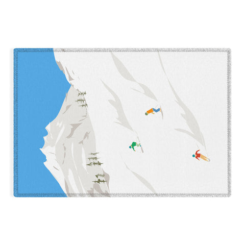 Lyman Creative Co Snowy Mountain Skiers Outdoor Rug