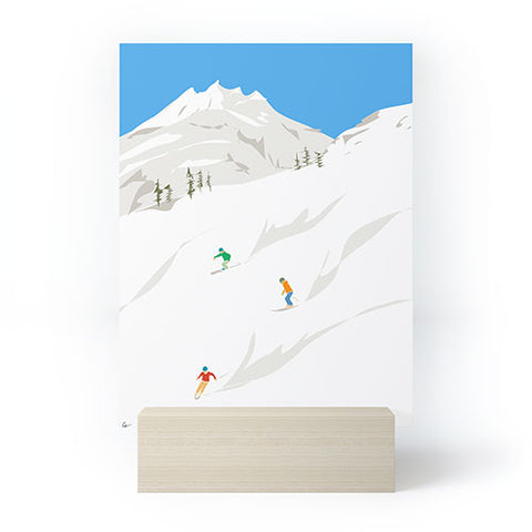 Lyman Creative Co Snowy Mountain Skiers Mini Art Print