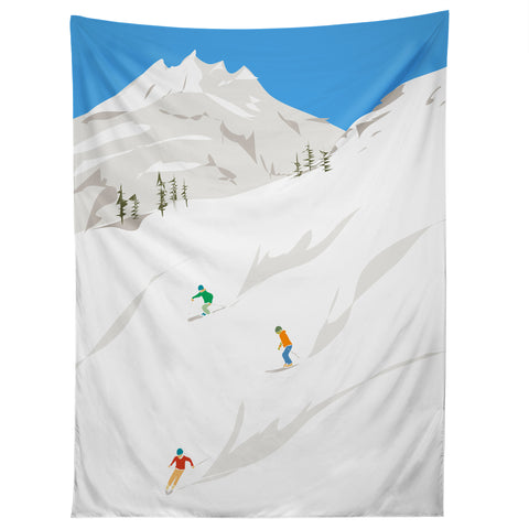 Lyman Creative Co Snowy Mountain Skiers Tapestry
