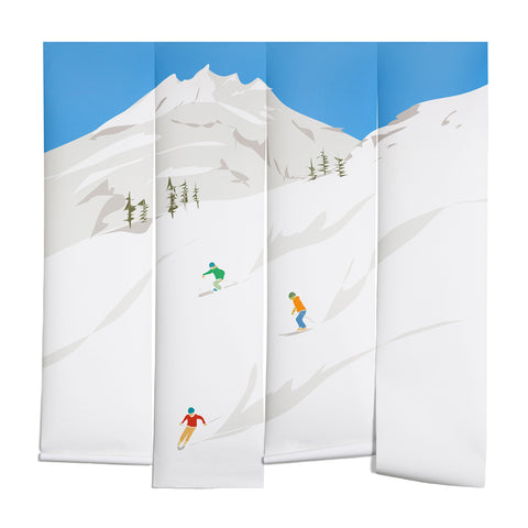 Lyman Creative Co Snowy Mountain Skiers Wall Mural