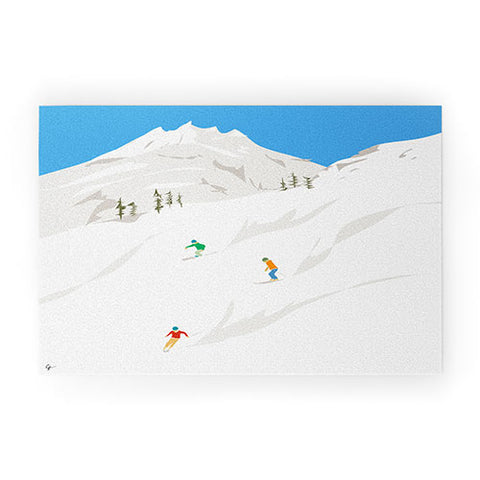 Lyman Creative Co Snowy Mountain Skiers Welcome Mat