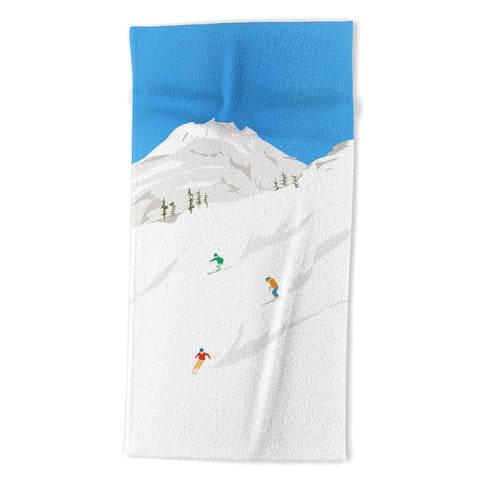 Lyman Creative Co Snowy Mountain Skiers Beach Towel