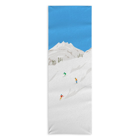 Lyman Creative Co Snowy Mountain Skiers Yoga Towel