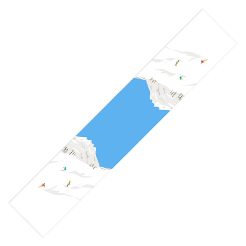 Lyman Creative Co Snowy Mountain Skiers Table Runner