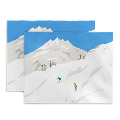 Lyman Creative Co Snowy Mountain Skiers Placemat