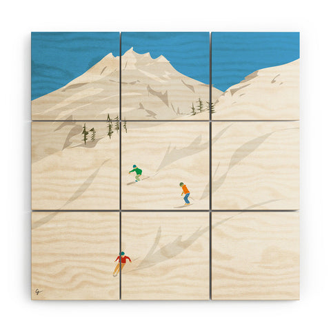 Lyman Creative Co Snowy Mountain Skiers Wood Wall Mural