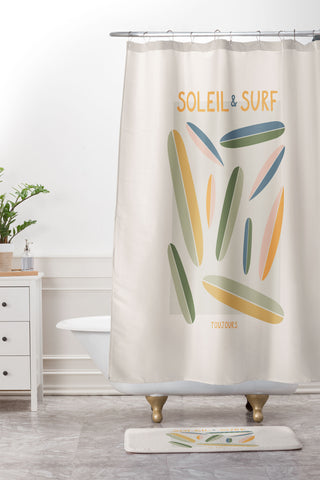Lyman Creative Co Soleil Surf Toujours Shower Curtain And Mat