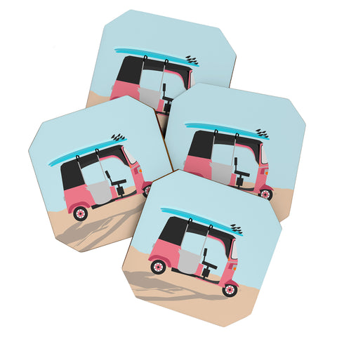 Lyman Creative Co Surf Tuk Tuk in Sri Lanka Coaster Set