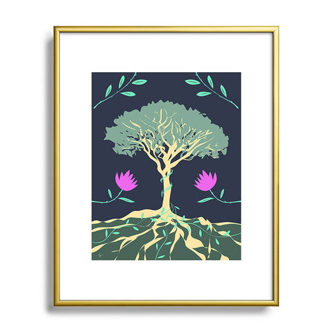Lyman Creative Co Tree of Winding Vines Metal Framed Art Print