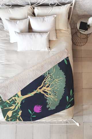 Lyman Creative Co Tree of Winding Vines Fleece Throw Blanket