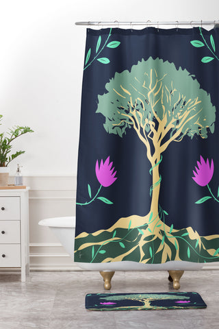 Lyman Creative Co Tree of Winding Vines Shower Curtain And Mat