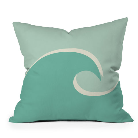 Lyman Creative Co Vintage Teal Wave Outdoor Throw Pillow