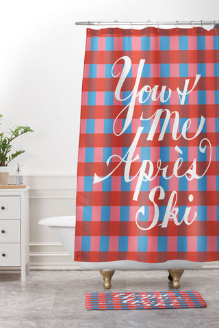 Lyman Creative Co You and Me Apres Ski in Plaid Shower Curtain And Mat