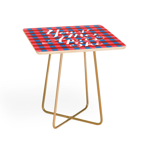 Lyman Creative Co You and Me Apres Ski in Plaid Side Table