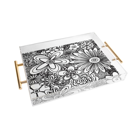Madart Inc. All Over Flowers Black White Acrylic Tray