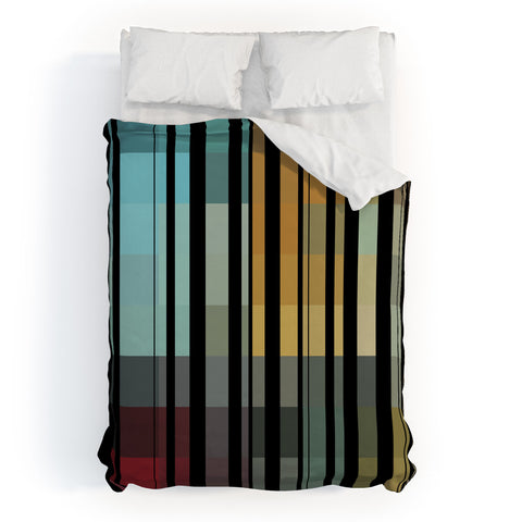 Madart Inc. Black Stripes In The Maze 2 Duvet Cover