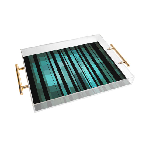 Madart Inc. Black Stripes Romantic Evening Acrylic Tray