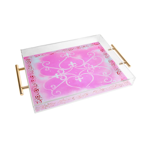Madart Inc. Garden Delight Pink Fantasy Acrylic Tray