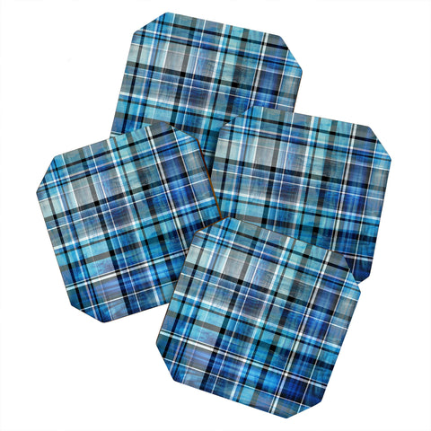 Madart Inc. Multi Blues Plaid Coaster Set