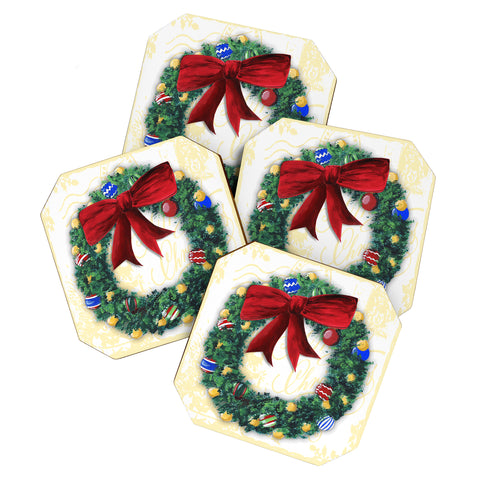 Madart Inc. Pine Wreath Coaster Set