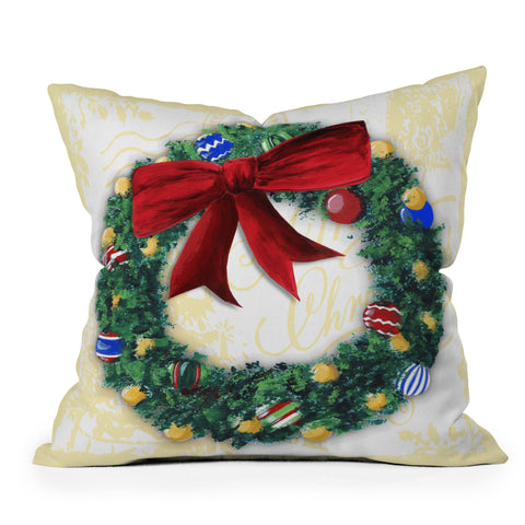 Madart Inc. Pine Wreath Outdoor Throw Pillow