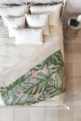 Madart Inc. Tropical Fusion 23 Leaves Fleece Throw Blanket