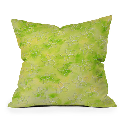 Madart Inc. Tropical Fusion 26 Green Plumerias Outdoor Throw Pillow