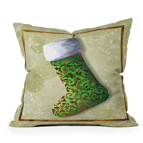 Madart Inc. Vintage Stocking 1 Outdoor Throw Pillow