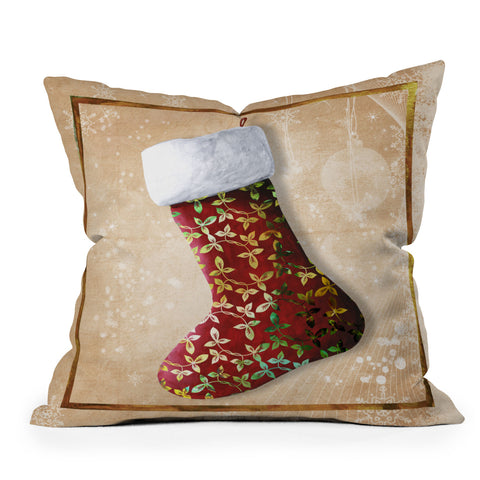Madart Inc. Vintage Stocking 4 Outdoor Throw Pillow
