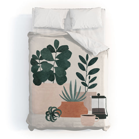 Madeline Kate Martinez Coffee Plants x The Sill Duvet Cover