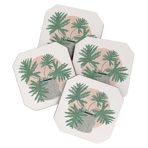 Madeline Kate Martinez split leaf philodendron Coaster Set