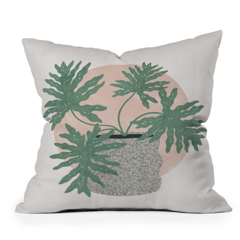 Madeline Kate Martinez split leaf philodendron Outdoor Throw Pillow