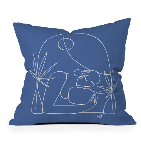 Maggie Stephenson Dreamers no4 classic blue Outdoor Throw Pillow