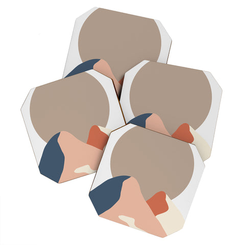 Mambo Art Studio Abstact Mountain Sun Coaster Set