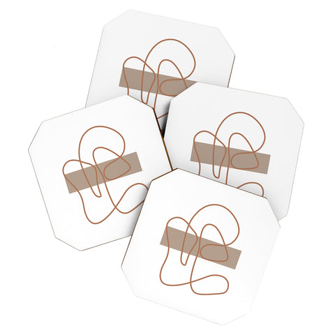 Mambo Art Studio Abstract Line Neutral Coaster Set