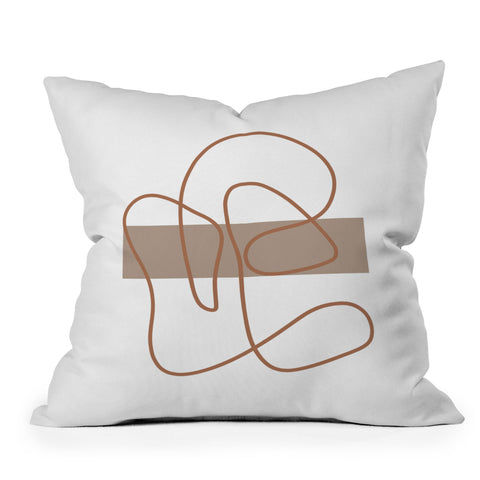 Mambo Art Studio Abstract Line Neutral Outdoor Throw Pillow