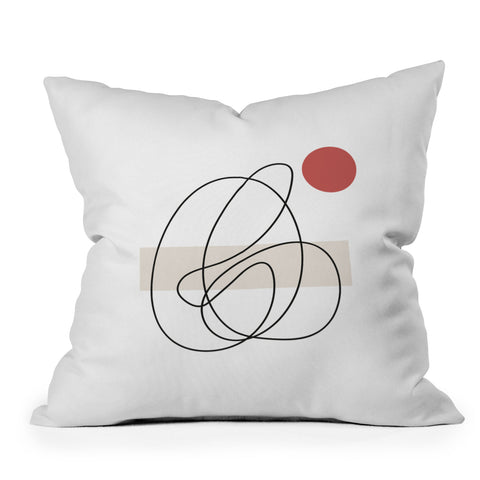 Mambo Art Studio Abstract Lines Red Dot Outdoor Throw Pillow