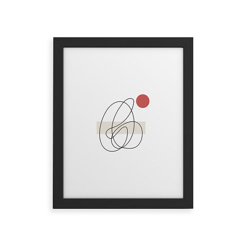 Mambo Art Studio Abstract Lines Red Dot Framed Art Print