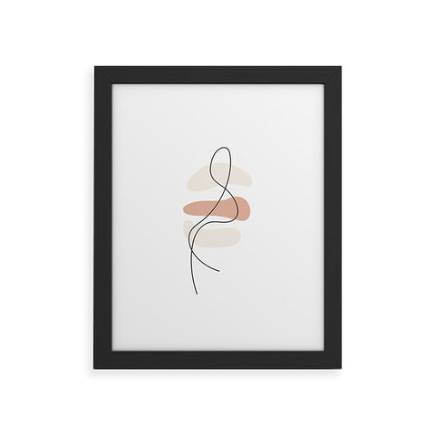 Mambo Art Studio Abstract Minimal Line Beige Framed Art Print