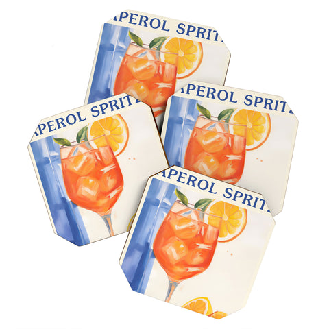 Mambo Art Studio Aperol Spritz Orange Cocktail Coaster Set