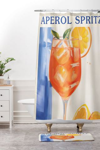Mambo Art Studio Aperol Spritz Orange Cocktail Shower Curtain And Mat