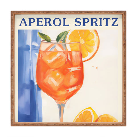 Mambo Art Studio Aperol Spritz Orange Cocktail Square Tray