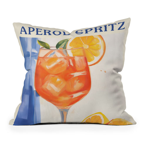 Mambo Art Studio Aperol Spritz Orange Cocktail Throw Pillow