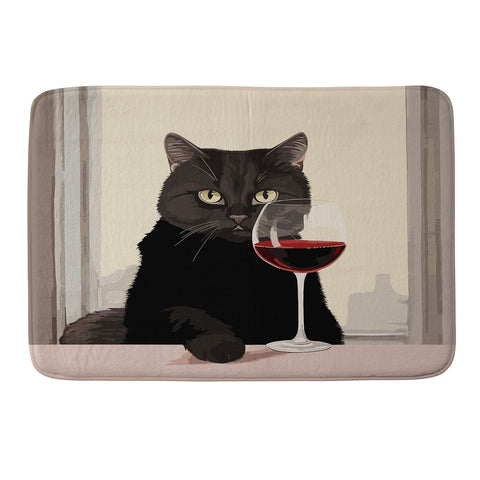 Mambo Art Studio Black Cat with Wine Memory Foam Bath Mat