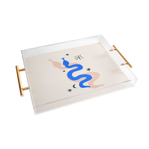 Mambo Art Studio Blue and Pink Snakes Acrylic Tray