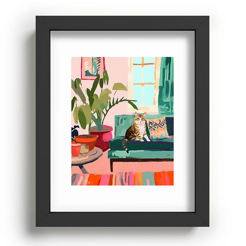 Mambo Art Studio Cat in Boho Living Room Recessed Framing Rectangle